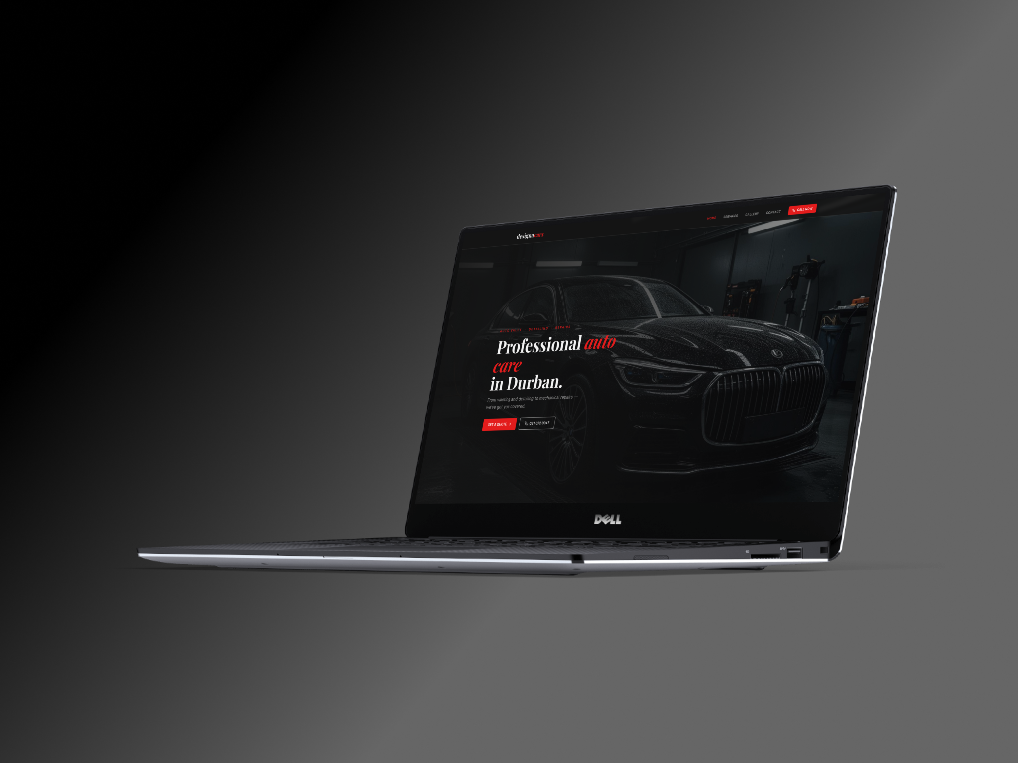 Redesigned DesignaCars website shown on a laptop